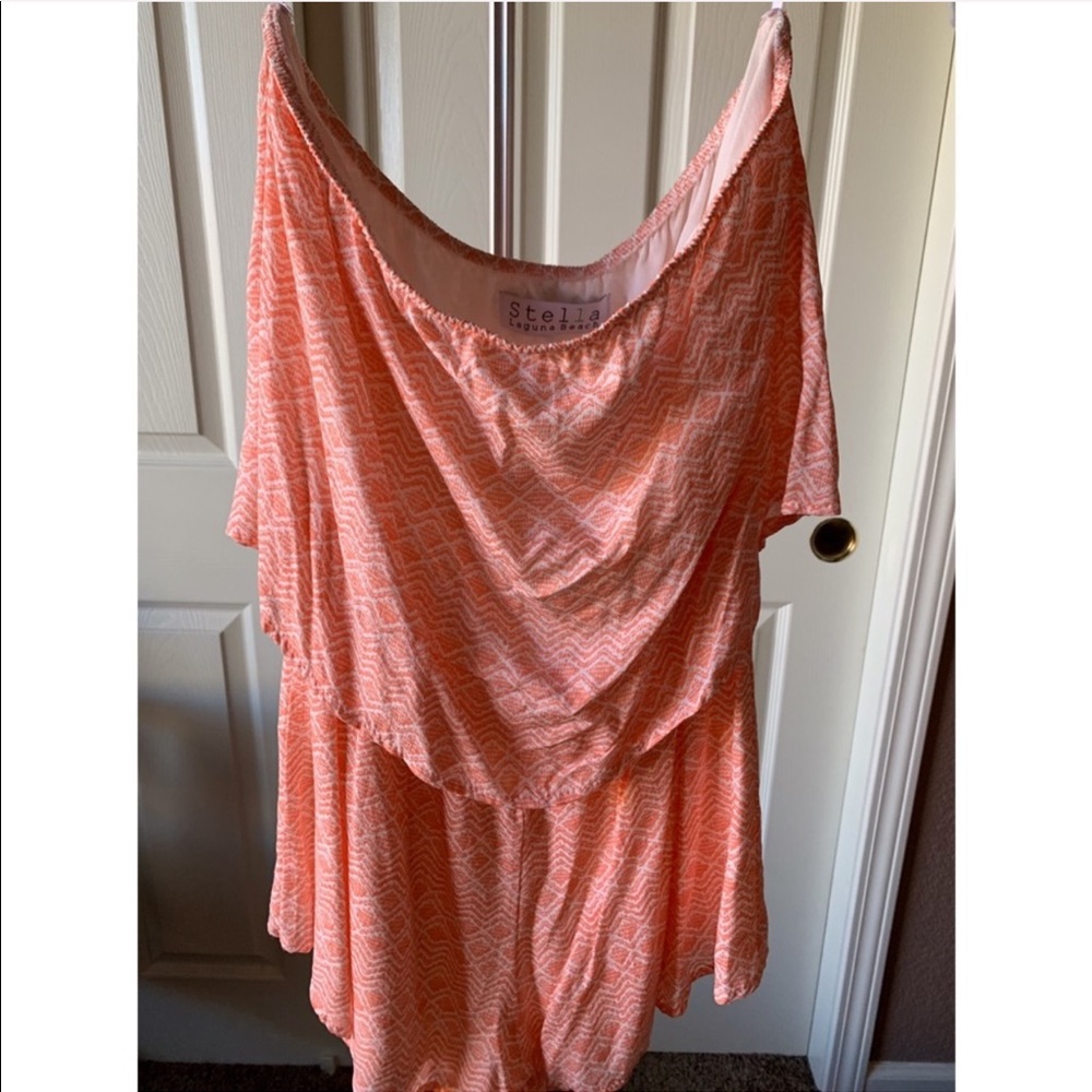 ✨ Orange/White Aztec Strapless Romper {PROMO ITEM}